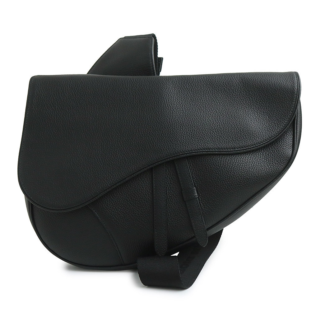 Christian Dior Saddle Bag Leather Black Body Crossbody